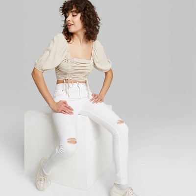 womens white jeans target