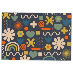 Kierkegaard Design Studio Cute Miscellany Rainbow Floral Rug - Deny Designs - 1 of 4