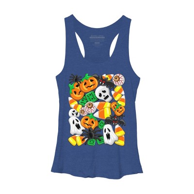 Women's Design By Humans Halloween Spooky Candies Party By BluedarkArt Racerback Tank Top