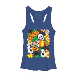 Women's Design By Humans Halloween Spooky Candies Party By BluedarkArt Racerback Tank Top - 1 of 3