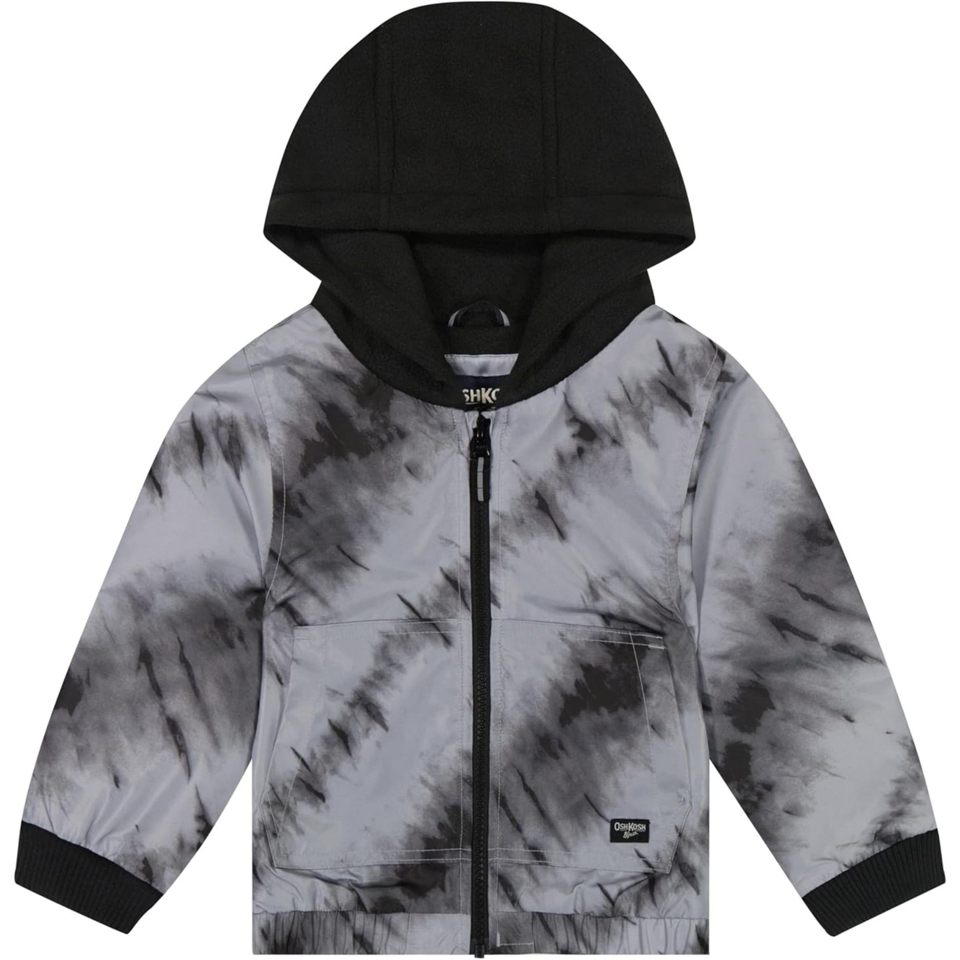 OshKosh B'Gosh Toddler Boys' Midweight Fleece Lined Jacket, Grey Tie Dye, 2T