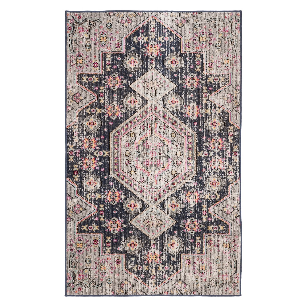 3'x5' Medallion Loomed Accent Rug Black - Safavieh