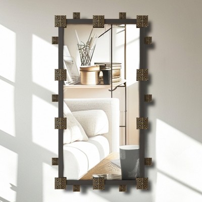 Large Industrial Rectangle Accent Mirror Decorative Wall Art Mirror Metal Frame