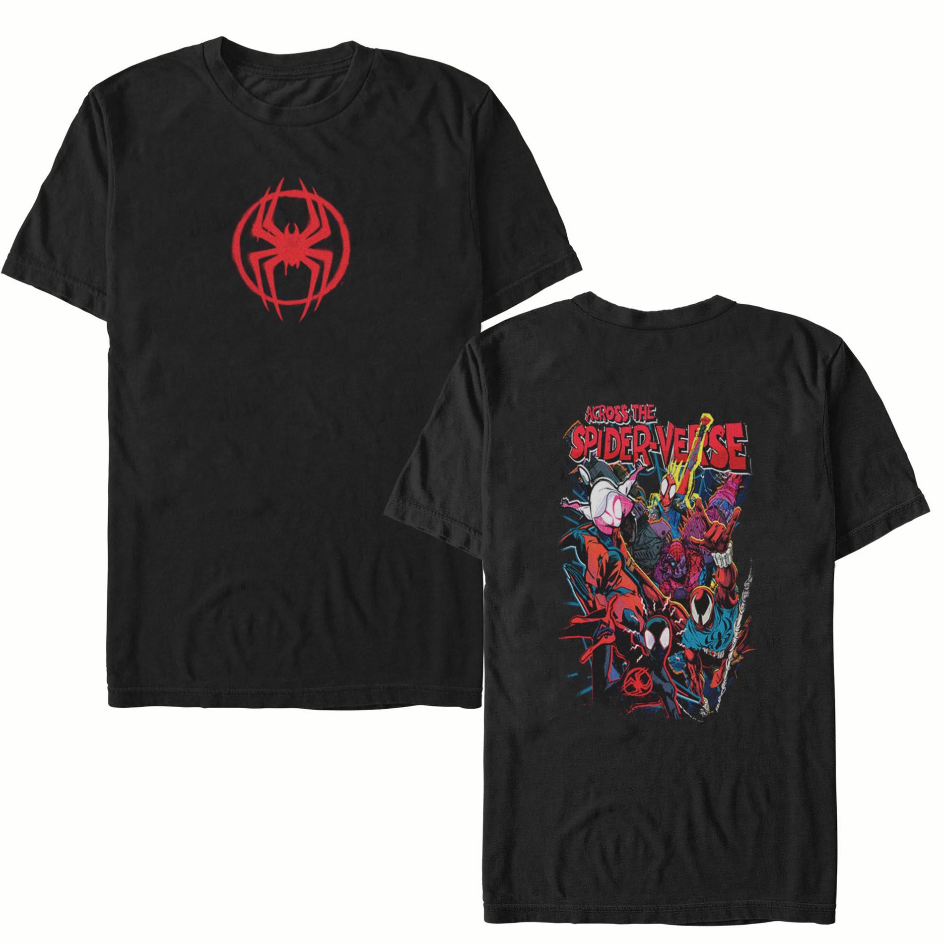 Mens Marvel: Spider-Man: Across the Spider-Verse Classic Logo and Collage T Shirt - Black - X Large