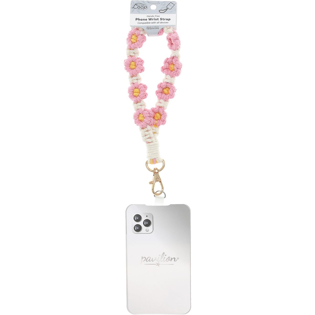Pavilion Gift Company - Cherry Blossom Wristlet - Crocheted Hands-Free Wrist Strap - Cell Phone Accessories - thumbnail 6