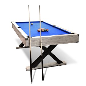 Pool Table, 7 FT Billiards Table with Stable X-Leg Design - Includes Balls/Cue Sticks/Cloth/Cleaning Brush for Game Room (84"x46.5"x32.7") - 1 of 4
