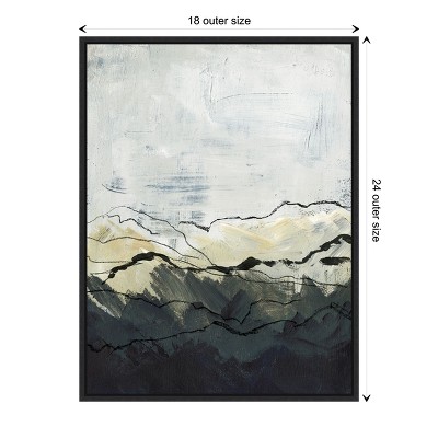 Winter Mountains Abstract Landscape Canvas Print with Black Frame 18 x 24 Inches