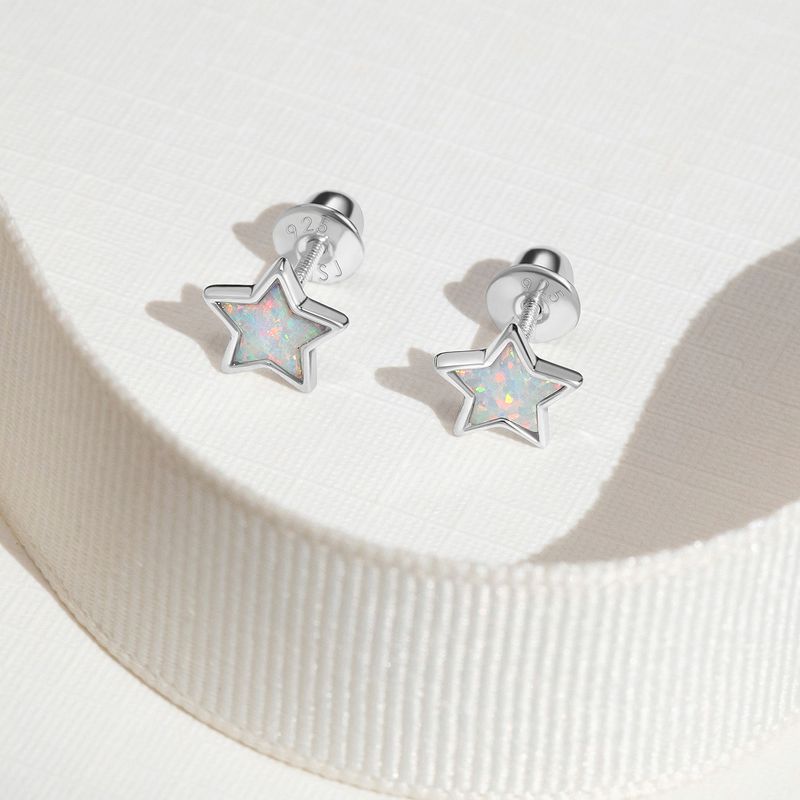 Girls' Sparkle Star Screw Back Sterling Silver Earrings - In Season Jewelry, 5 of 8