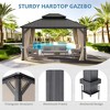Arceso Hardtop Gazebos, 12X14 Aluminum Frame Permanent Pavilion with Curtains and Netting, Double Galvanized Steel Roof Gazebo Outdoor - 3 of 4