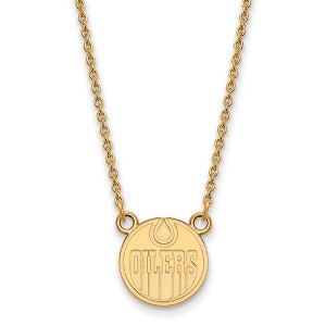 Black Bow Jewelry 14k Yellow Gold Edmonton Oilers NHL Necklace 18 Inch - 1 of 4
