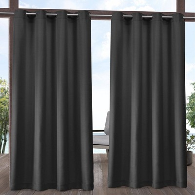 Set of 2 120"x54" Solid Cabana Grommet Top Light Filtering Curtain Panels Charcoal - Exclusive Home