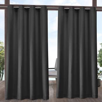 Set of 2 Indoor/Outdoor Solid Cabana Grommet Top Curtain Panels - Exclusive Home