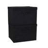 Household Essentials Set of 2 Wide Storage Boxes with Lids Black Linen: Polyester, Lidded, Stackable, Spot Clean, 18.5"x15"x12" - 2 of 4