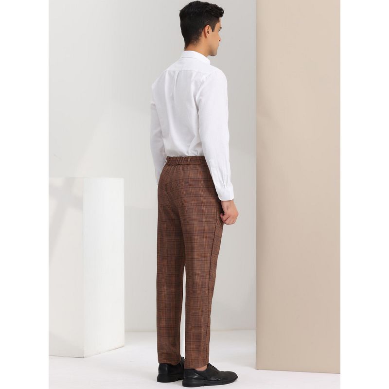 Lars Amadeus Men's Plaid Dress Classic Fit Formal Checked Trousers, 5 of 7