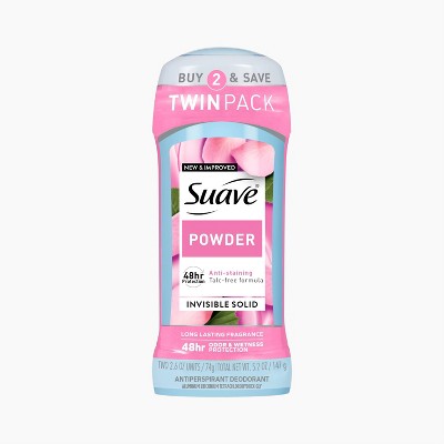 Suave Powder Anti-Staining 48-Hour Antiperspirant & Deodorant Stick - 2.6oz/2pk