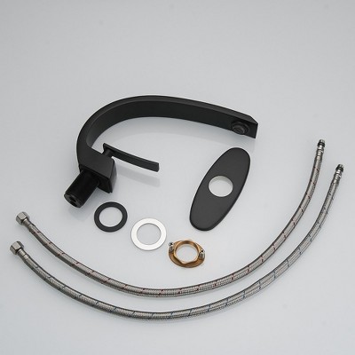 Matte Black Single Handle Mid Arc Bathroom Faucet