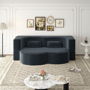KWPZQEB Convertible Folding Sofa Bed, Corduroy Fabric Foam-Filled Couch with 2 Pillows, Modern Folding Loveseat Sofa for Living Room, Bedroom - 1 of 4