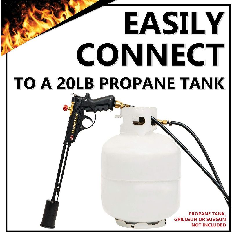 GRILLBLAZER 8 Foot Propane Hose and Adapter for 20lb Propane Tank for Blowtorches, 3 of 7