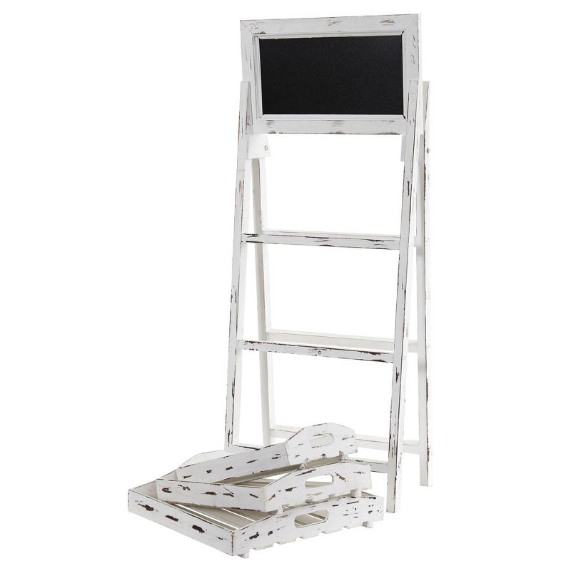 36&#34; x 16&#34; Wooden Farmhouse 3-Tier Stand with Chalkboard White - Nearly Natural, 6 of 7