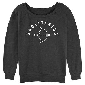 Junior's Women Lost Gods Zodiac Sagittarius Line Symbol Sweatshirt - 1 of 4