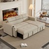NicBex Modern 96" Pull Out Sofa Bed Linen Convertible Sleeper Sofa with Adjustable Headrest and Hidden Storage for Living Room - 3 of 4