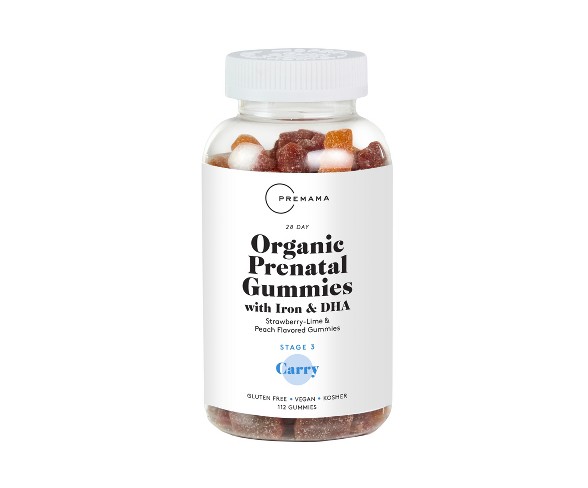Premama Organic Prenatal Vitamins with Iron &#38; DHA Gummies - Strawberry-Lime &#38; Peach - 112ct
