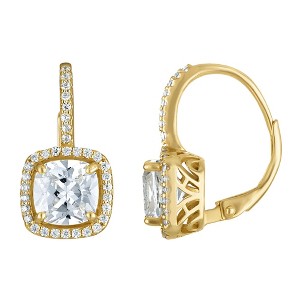 Designs by Gioelli 14K Gold Over Sterling Silver Gemstone And Diamond Leverback Earrings - 1 of 2