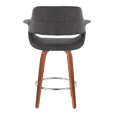 Set of 2 Dark Gray Swivel Walnut Wood Counter Stools