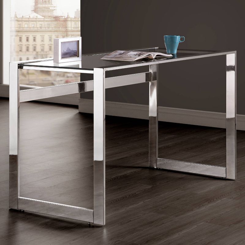 Hartford Minimal Glass Top Writing Desk Chrome - Coaster, 3 of 10