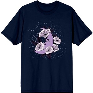 Celestial Tropics Purple Moon Flower Men's Navy T-Shirt - 1 of 3