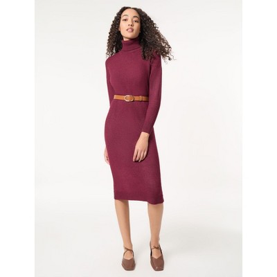 Jones New York Petite Belted Turtleneck Sweater Dress - PXL