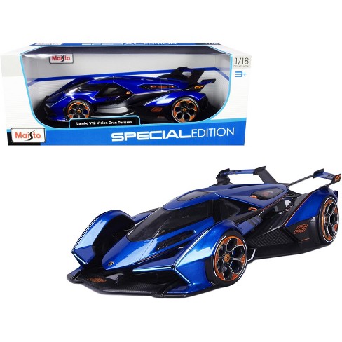 Lamborghini Terzo Millennio Lime Green with Black Top and Carbon Accents 1/24 Diecast Model Car by Bburago