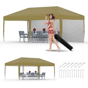 10x20 Pop Up Canopy with 2-Sidewall, Outdoor Tent with Portable Roller Bag - 3 Adjustable Height, 4 Weight Bags Stakes & 6 Guy Ropes - 1 of 4