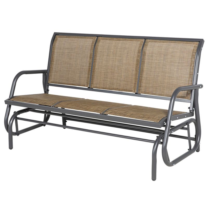 Outsunny Patio Glider Bench, Outdoor Porch Glider Swing with 3 Seats, Breathable Mesh Fabric, Metal Frame, 4 of 7