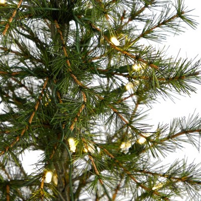 3-Foot Green Pine Artificial Christmas Tree with LED Lights and Burlap Base