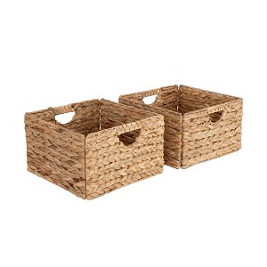 Seville Classics 2 pk 13.25" Natural Water Hyacinth Handwoven Storage Baskets - 1 of 4