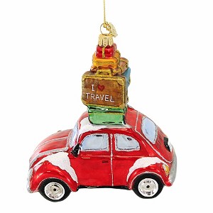 Huras Family 5.0 Inch I Love Travel Car Christmas Suitcases Tree Ornaments - 1 of 3