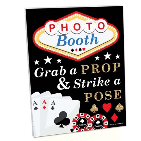 Big Dot Of Happiness Las Vegas Photo Booth Sign Casino Party Decor Printed On Sturdy Plastic Material 10 5 X 13 75 Sign With Stand 1 Piece Target