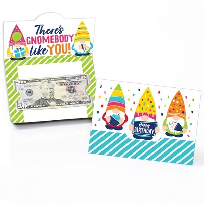 Big Dot of Happiness Gnome Birthday - Happy Birthday Party Money and Gift Card Holders - Set of 8