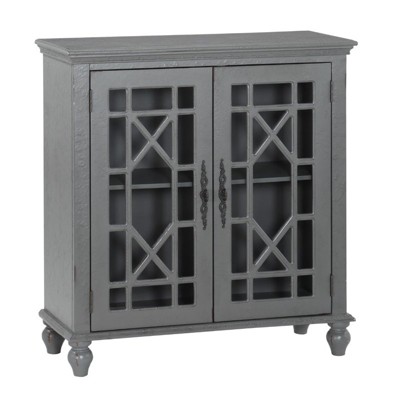 Eliza Antique Gray Wood and Glass Sideboard Cabinet