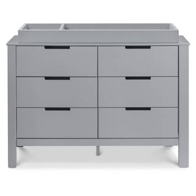 Gray Pine Wood Double Nursery Dresser with Soft Close Drawers