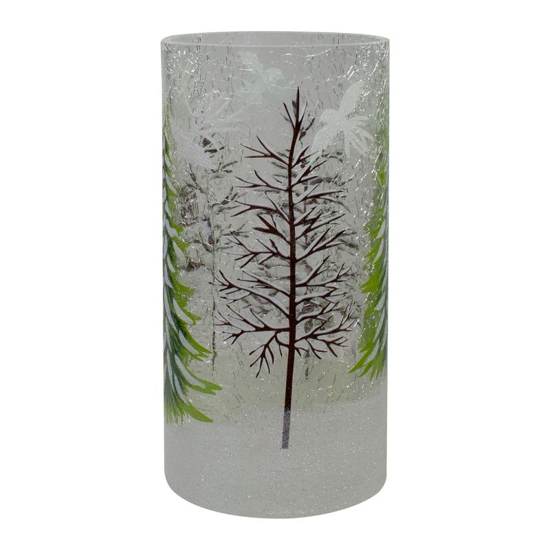 Northlight 8" Hand Painted Christmas Pine Trees Flameless Glass Candle Holder, 3 of 5