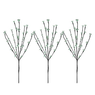 Northlight Set of 3 Pre-Lit Cherry Blossom Artificial Tree Branches 2.5' - Green LED Lights