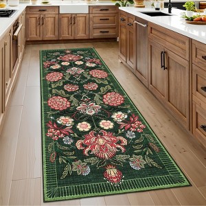 Washable Area Rugs for Living Room, Floral Rug for Bedroom, Soft Low Pile Non Slip Throw Rugs - 1 of 4