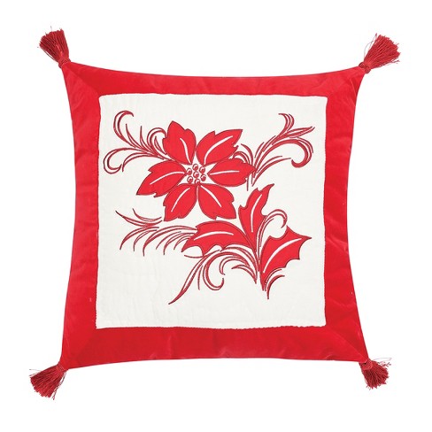 C&F Home 18" x 18" Winter Frost Poinsettia Quilted Pillow - image 1 of 3