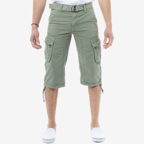 X Ray Men’s Belted 18 Inch Below Knee Long Cargo Shorts In Leaf Green ...