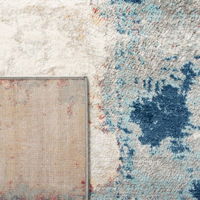 Jasper 8' x 10' Grey and Red Abstract Synthetic Rug