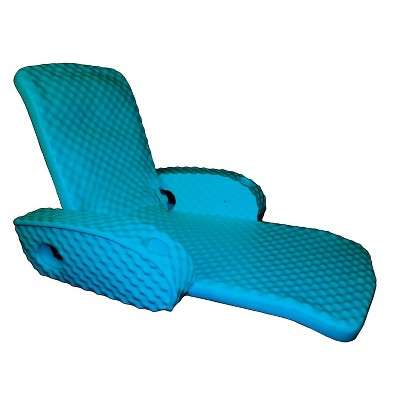 TRC Recreation Super Soft Portable Floating Swimming Pool Water Lounger Comfortable Adjustable Recliner Chair with 2 Armrest Cup Holders, Marina Blue