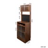 Kumasinova 70.8"H Kitchen Pantry Sideboard with Pegboard&2 Sliding Glass Doors,6-Tier Freestanding Hutch Cupboard for Flatware,Walnut - 3 of 4