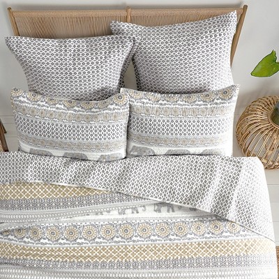 Nacala Twin Gray and Taupe Cotton Quilt Set